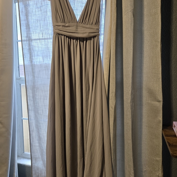 Lulu's Gray Maxi Dress with Slit - Picture 3 of 7